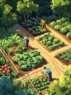 收割蔬菜劳动场景