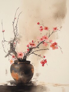 水墨插花