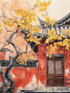 故宫银杏插画