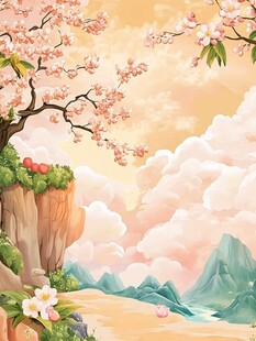 桃林仙境插画