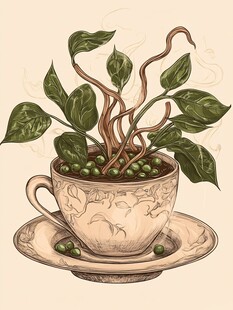 场景咖啡植物插画