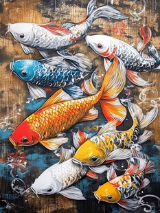 手绘锦鲤装饰画