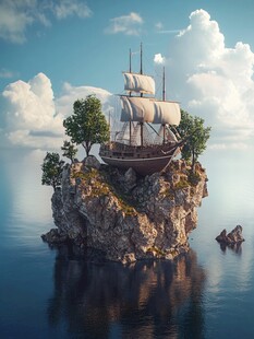 3d云海悬浮小岛