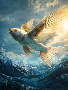 飞鱼鱼身鸟翅膀鲤鱼