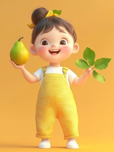 站在芒果上的小姑娘