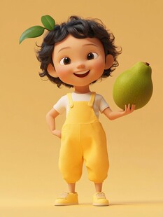 站在芒果上的小姑娘