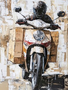摩托车油画
