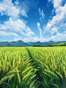 小麦田插画