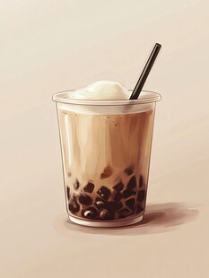 手绘珍珠奶茶