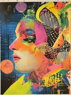 人脸色块拼接装饰画
