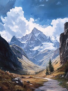 现实山景画