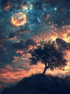 蓝月夜梦幻唯美奇幻