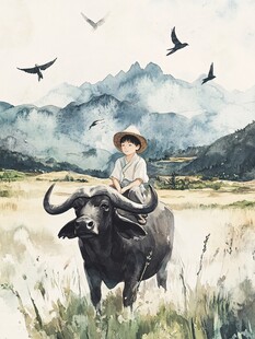 放牛娃插画