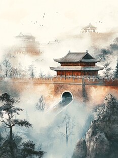 古风插画皇宫楼阁插画