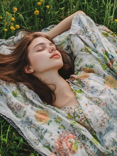 花丛里躺着的女孩