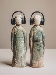 青瓷对乐俑