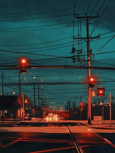 傍晚马路边的电线杆