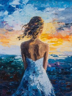 人物剪影油画