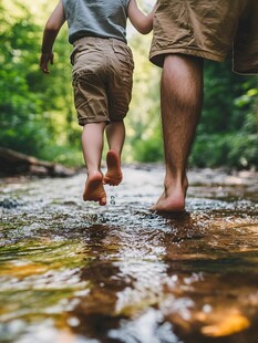 溪边父女俩