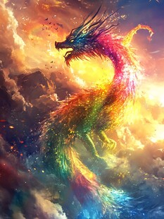 色彩艳丽龙风图