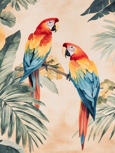 彩色鹦鹉插画