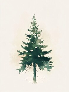 插画松树