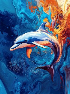 3d海豚地板画