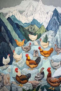 工装布纹山壁画
