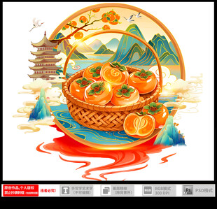 柿子饼插画