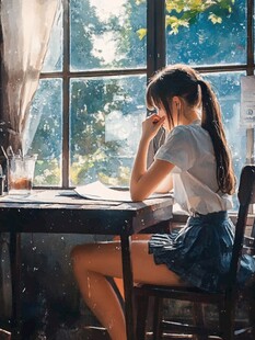 午后沐浴阳光下的美女