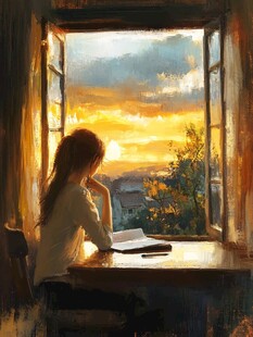 望着窗外的女生