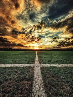 夕阳下的足球场