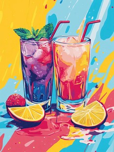 夏季冰饮插画