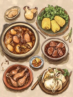 肉骨茶插画