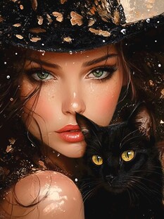 抱猫美女猫插画