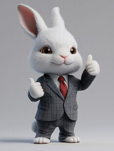 小兔博士做邀请动作