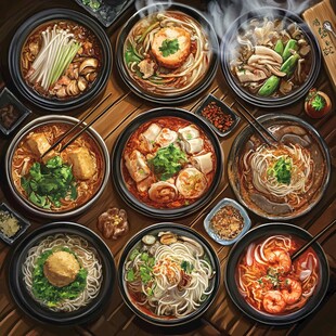 米线美食插画