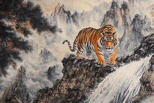 猛虎下山工艺画