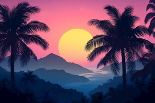 日出风景插画