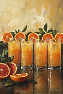 橙汁饮品水果装饰