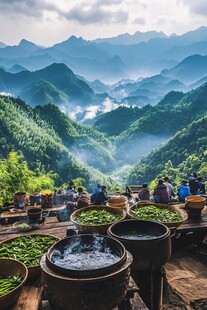 茶农制茶场景