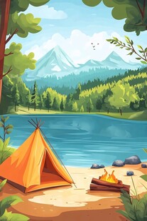 户外露营插画