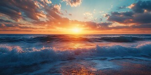 海浪浪花日出日落