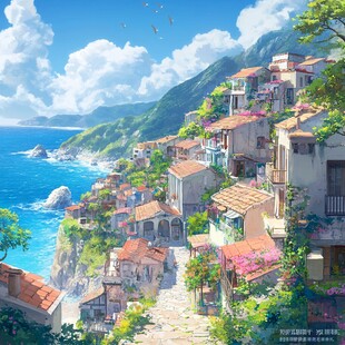 欧美小镇插画