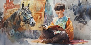 读书的少年