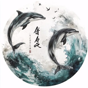 海豚创意插画