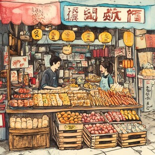 炒货店插画