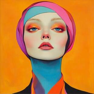 人脸色块拼接装饰画