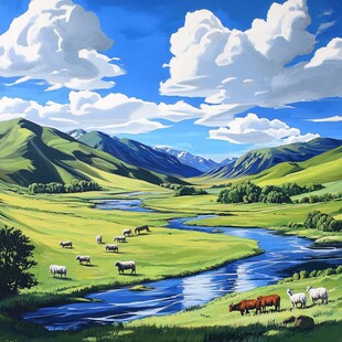 草原风光插画