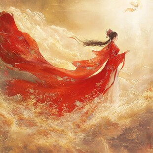 红衣少女设计古风